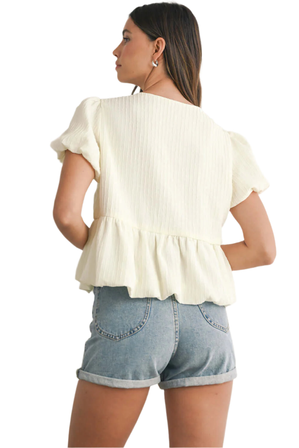 Bow Front Babydoll Blouse Women - Catherine Martin. Back view.