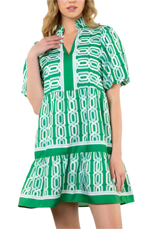 Bright Green Abstract Mini Dress - Catherine Martin