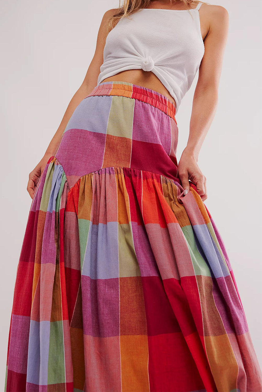 Multicolor Plaid Boho Maxi Skirt - Catherine Martin