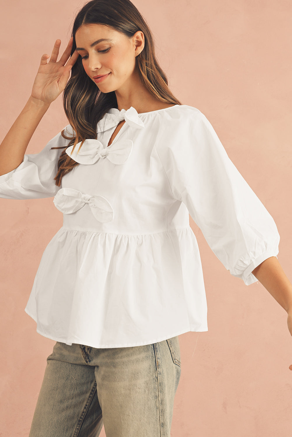 White Blouse Bow Knot Cut Back - Catherine Martin