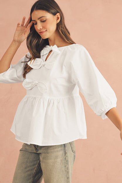 White Blouse Bow Knot Cut Back - Catherine Martin