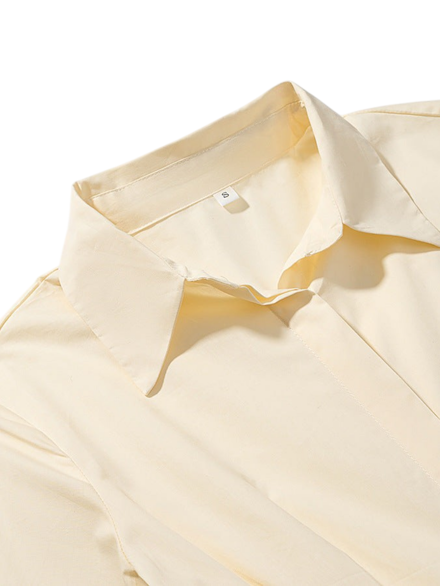 Catherine Martin pale yellow cotton shirt dress featuring a classic pointed collar and button placket detail