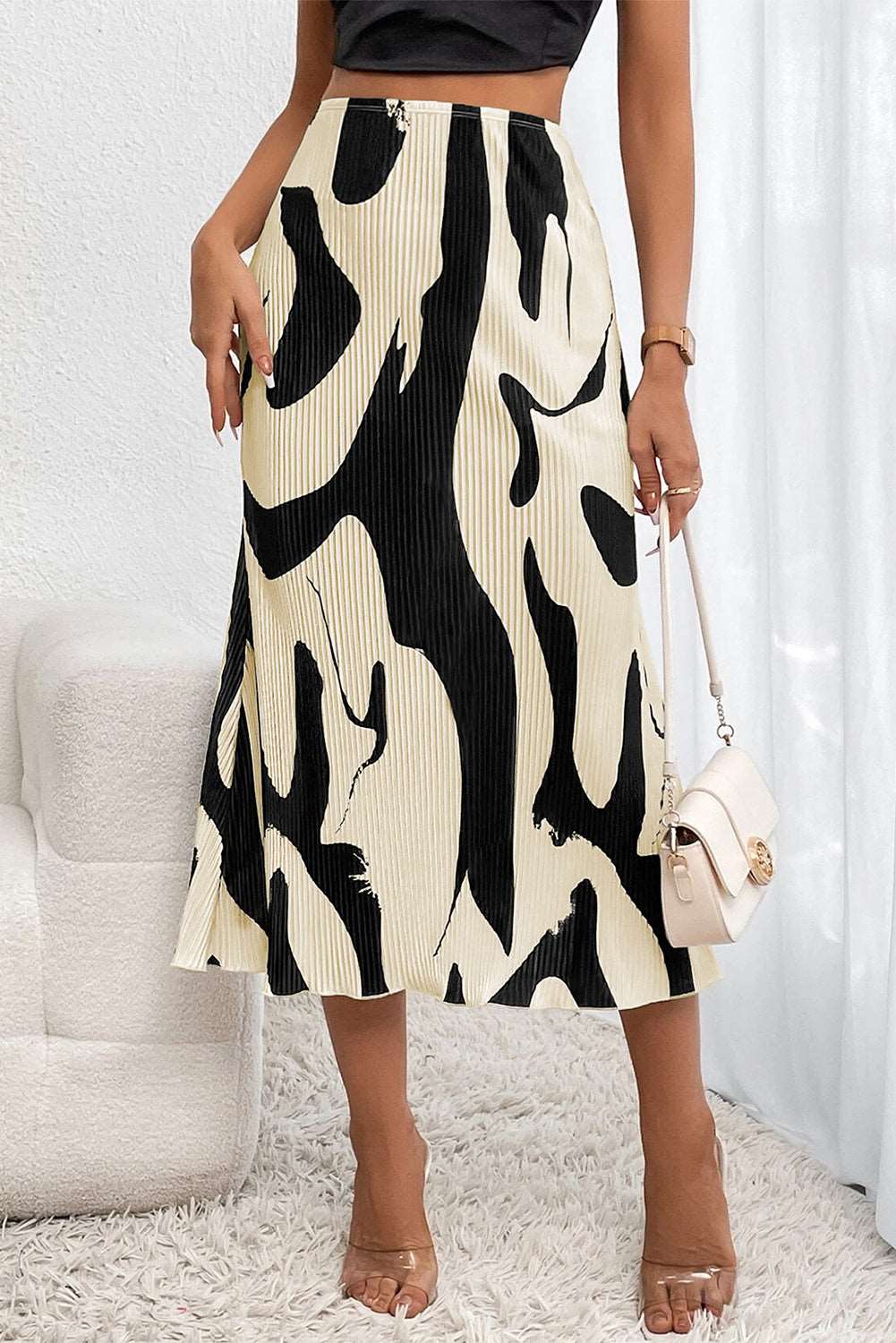 Abstract Print Pleated Skirt - Catherine Martin