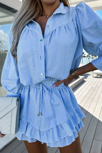 Sky Blue Striped Blouse and Skirt Set - Catherine Martin