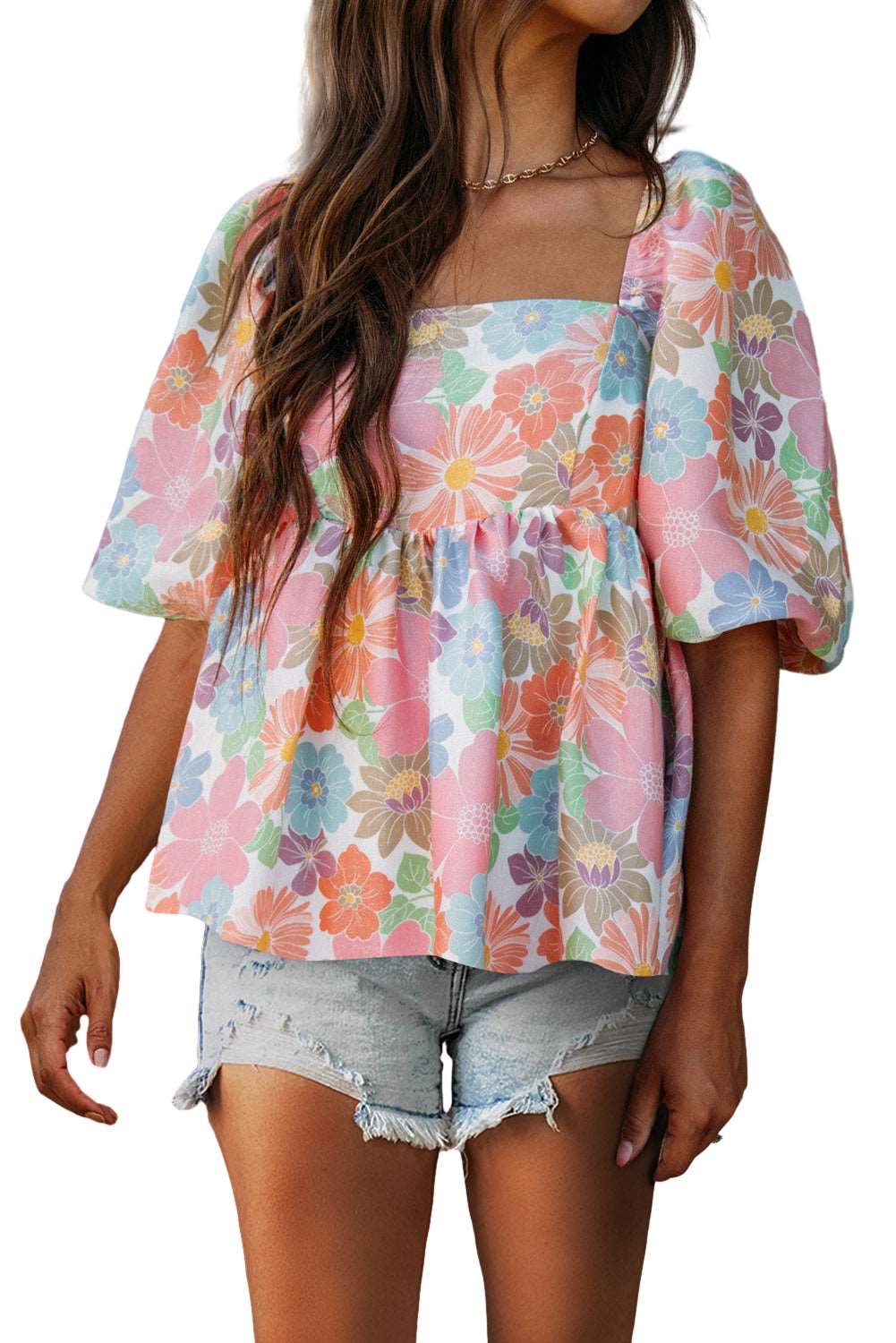 Pink Floral Babydoll Blouse - Catherine Martin