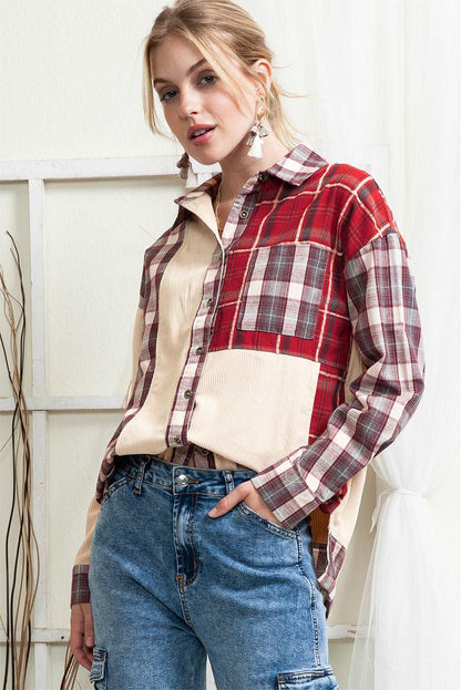 Red Plaid Corduroy Shacket - Catherine Martin