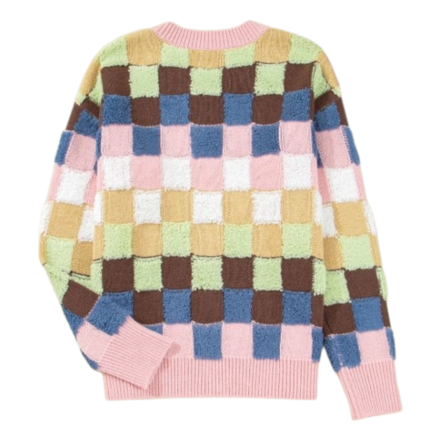 Colorful checkered sweater on a white background