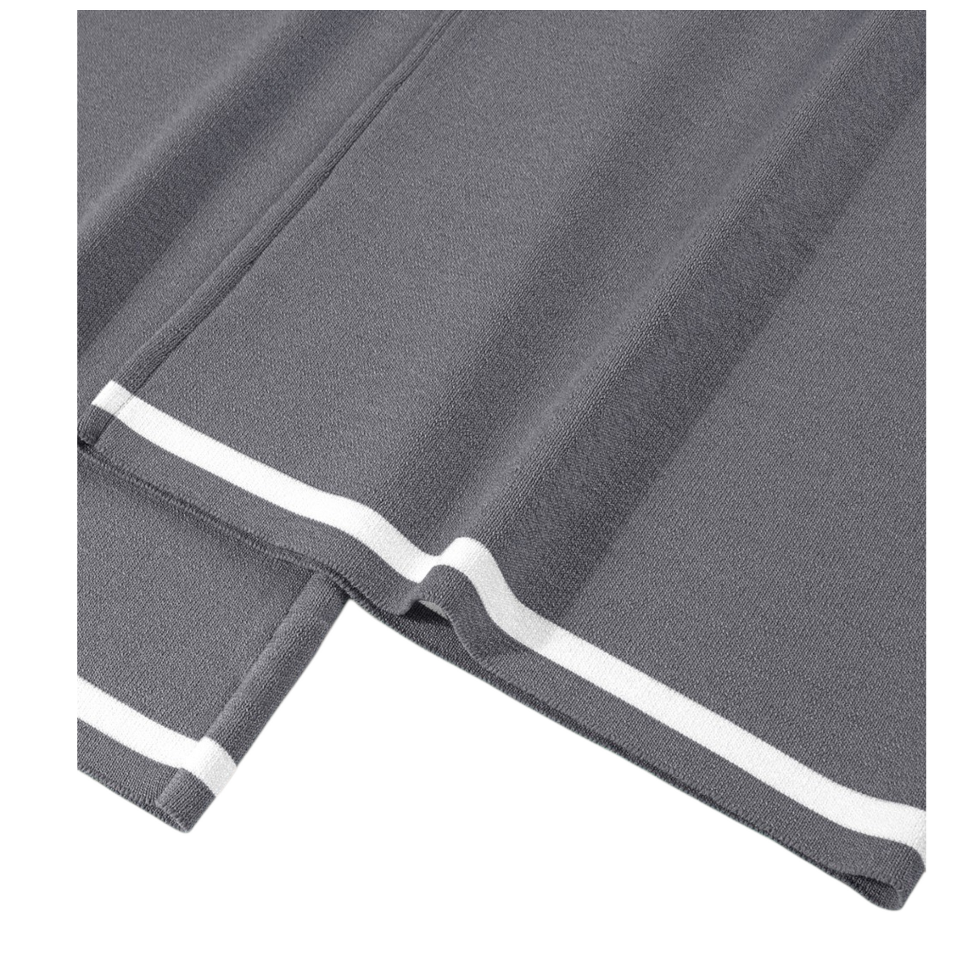 Gray fabric with white trim on a white background