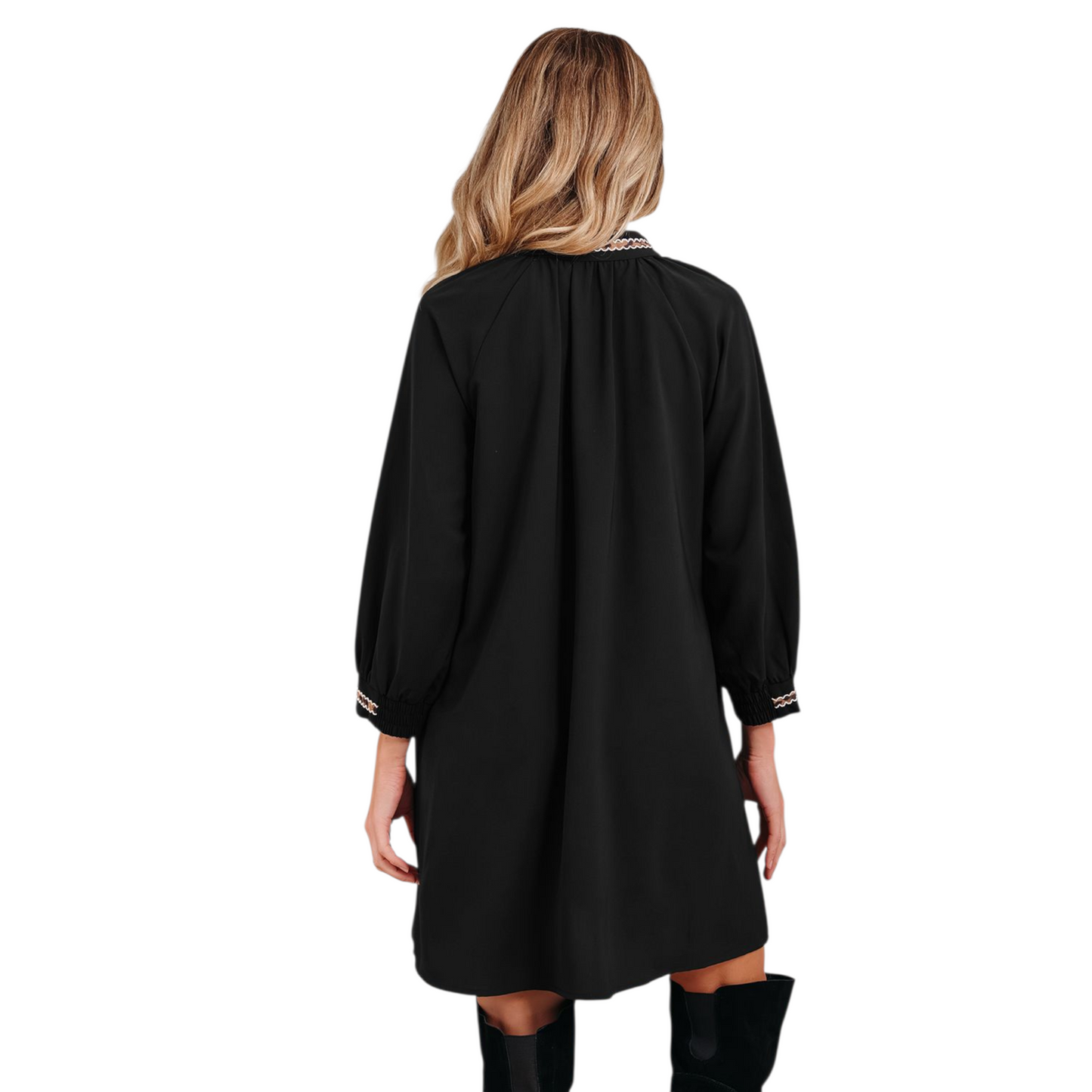 Contrast Trim Mini Shift Dress