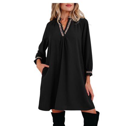 Contrast Trim Mini Shift Dress