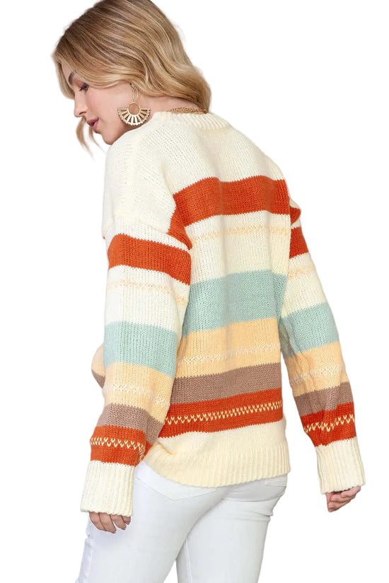 Ladies Colourful Jumper for Autumn. Back view.