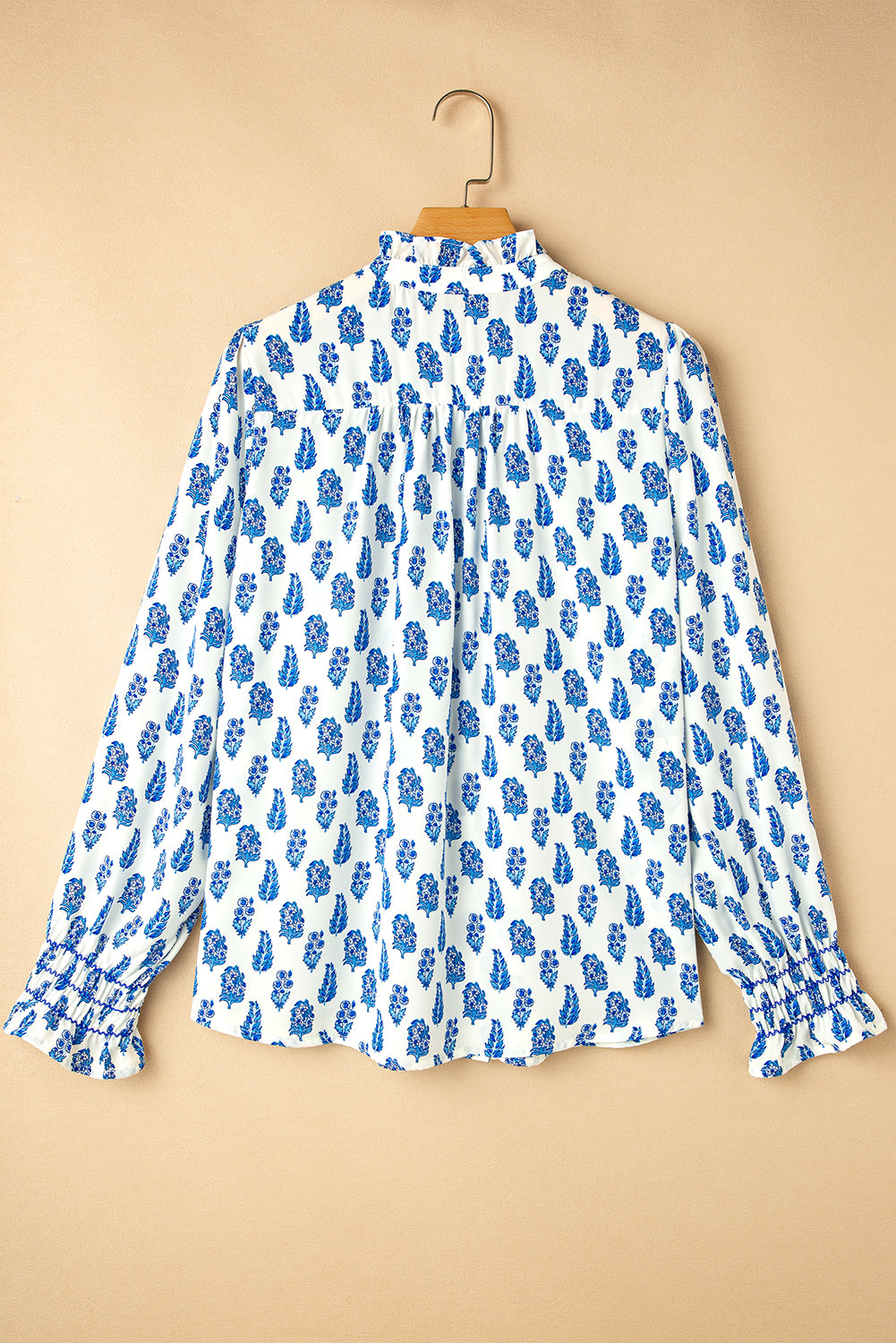 Blue and White Floral Smocked Shirt - Catherine Martin