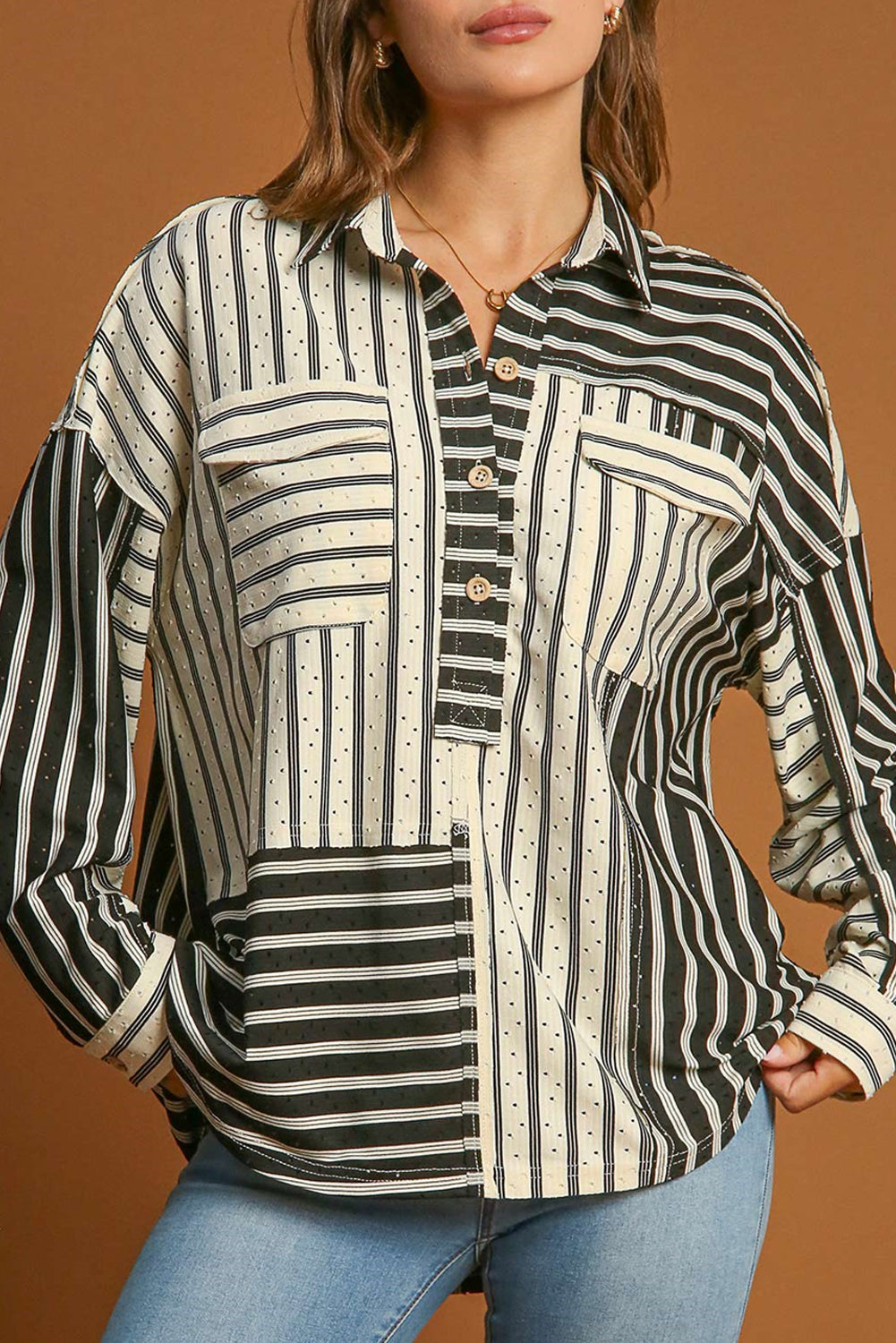 Black and Beige Striped Shirt - Catherine Martin