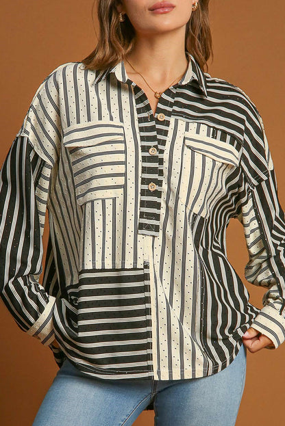 Black and Beige Striped Shirt - Catherine Martin