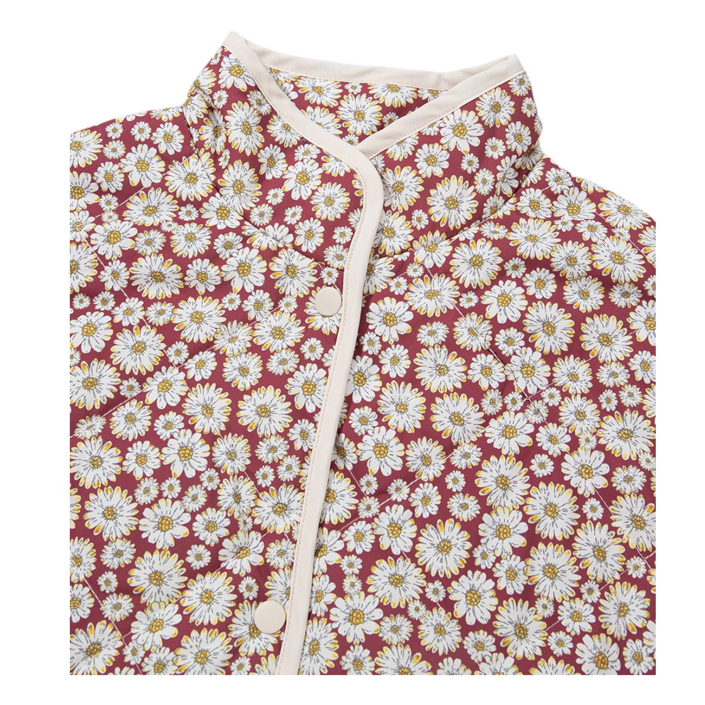 Floral patterned garment with a zipper on a white background