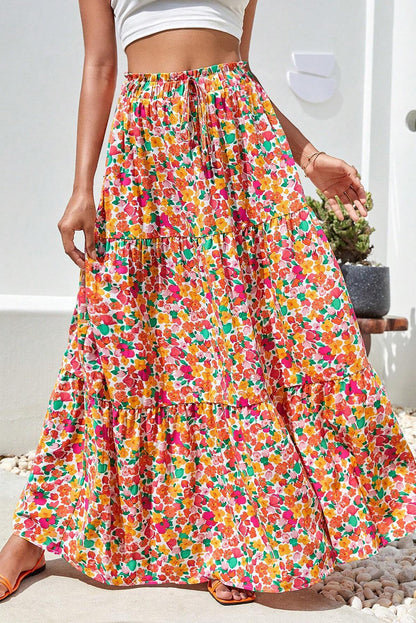 Yellow Floral Tiered Maxi Skirt - Catherine Martin