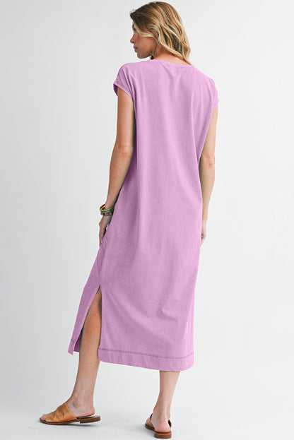 Everyday Cotton Slit Midi Dress