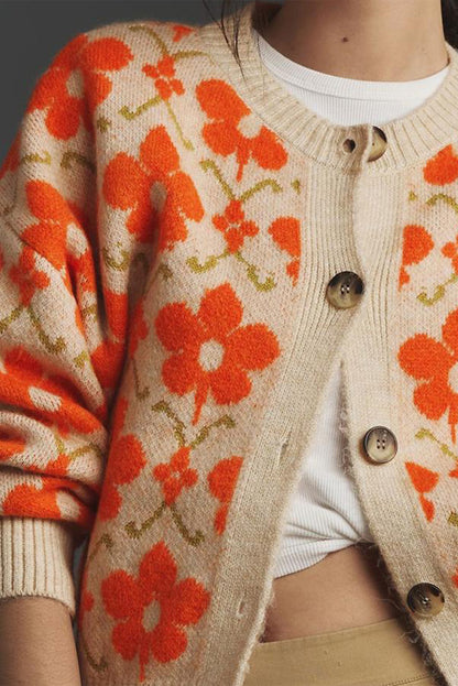 Floral Print Cropped Cardigan