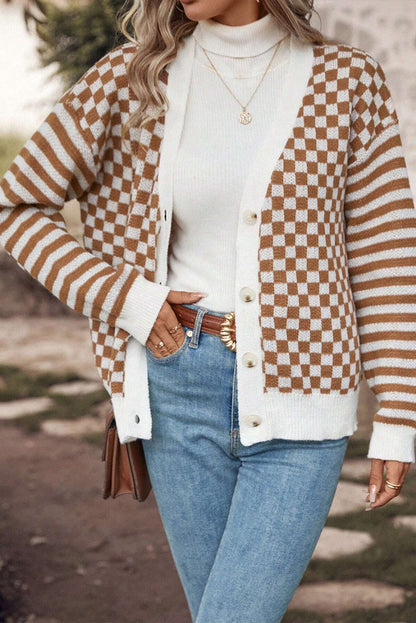 Brown Checkered Cardigan - Catherine Martin