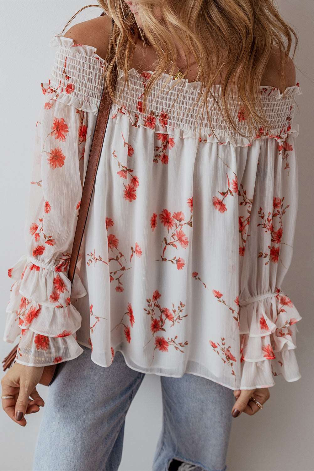 White Floral Off Shoulder Blouse - Catherine Martin