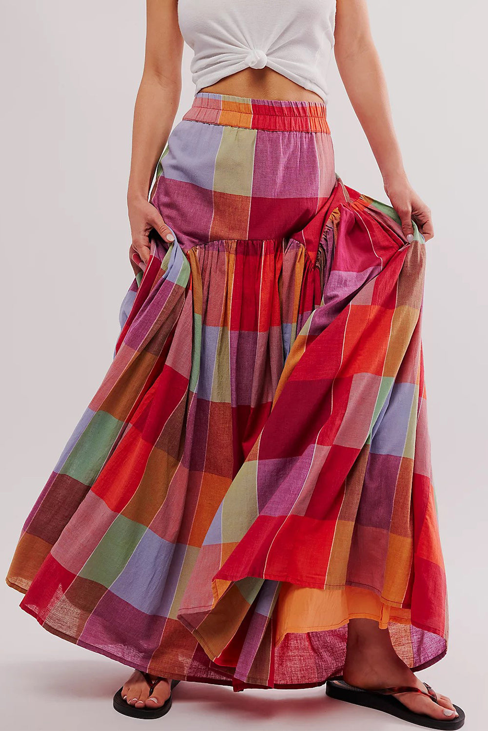 Multicolor Plaid Boho Maxi Skirt - Catherine Martin