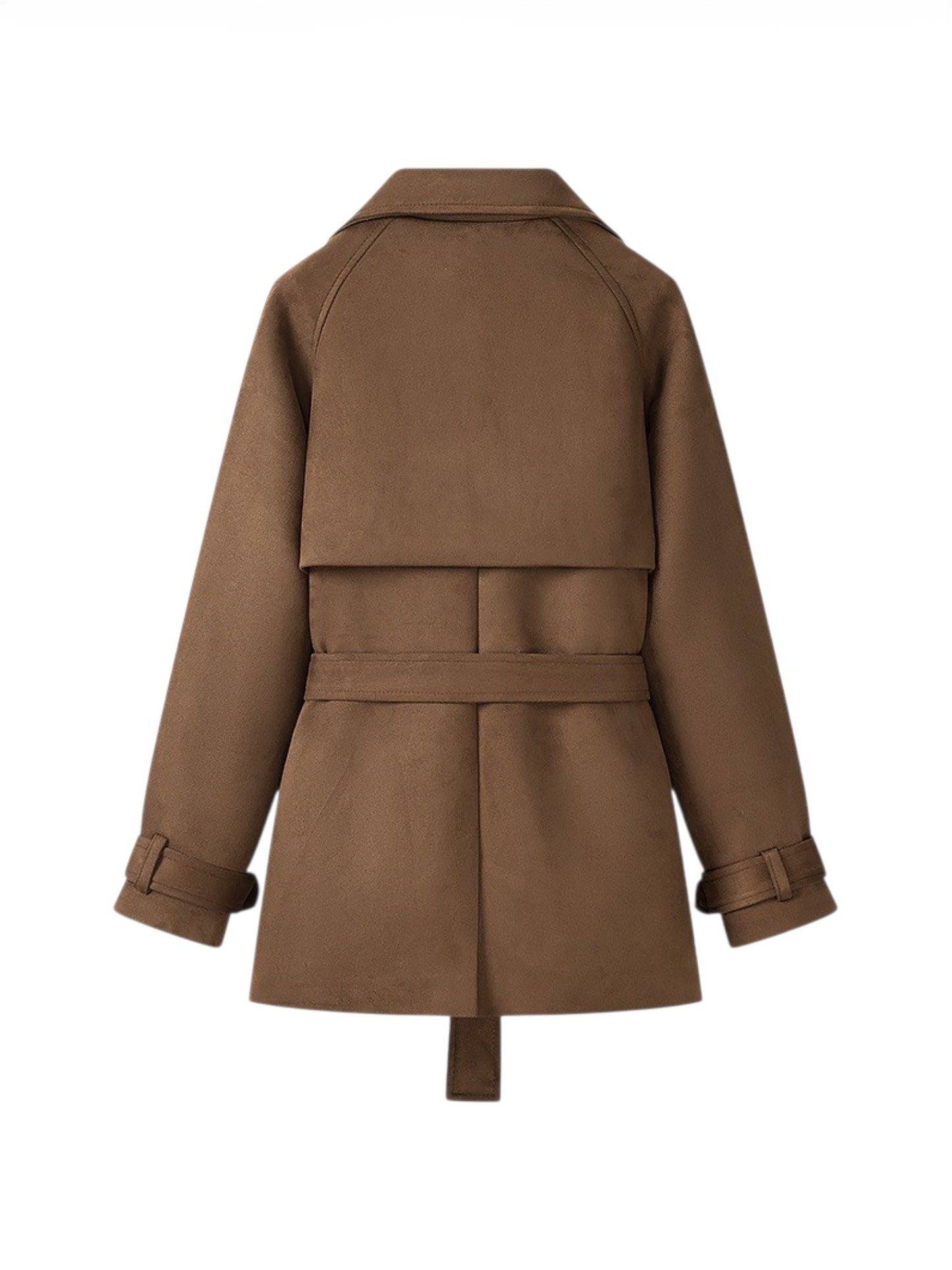 Brown trench coat on a white background professional back view