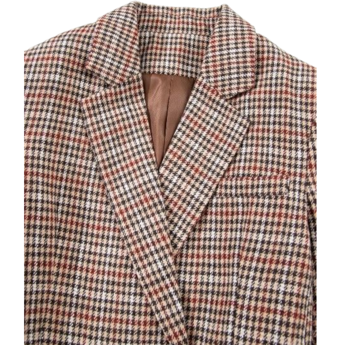 Houndstooth patterned coat on a white background