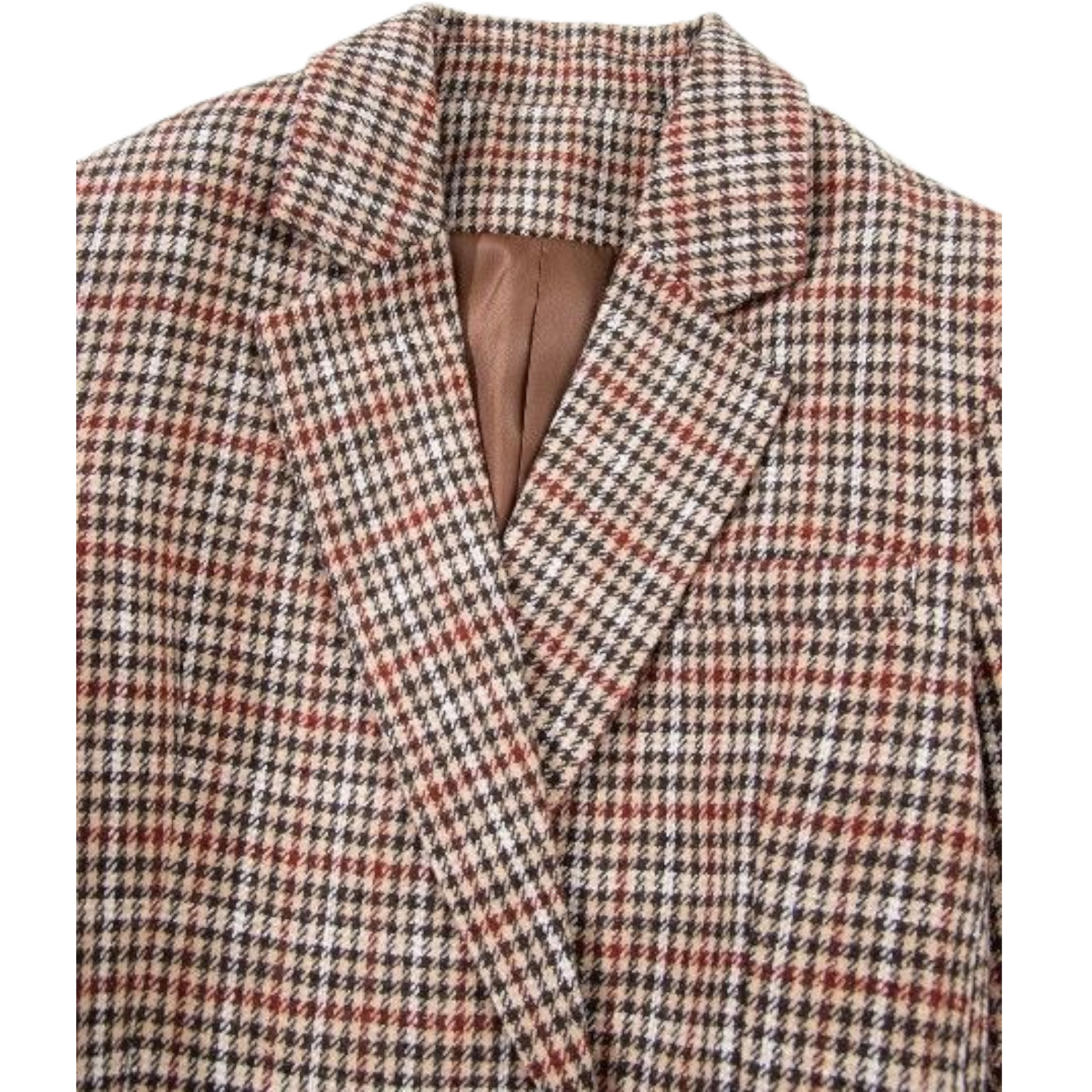 Houndstooth patterned coat on a white background