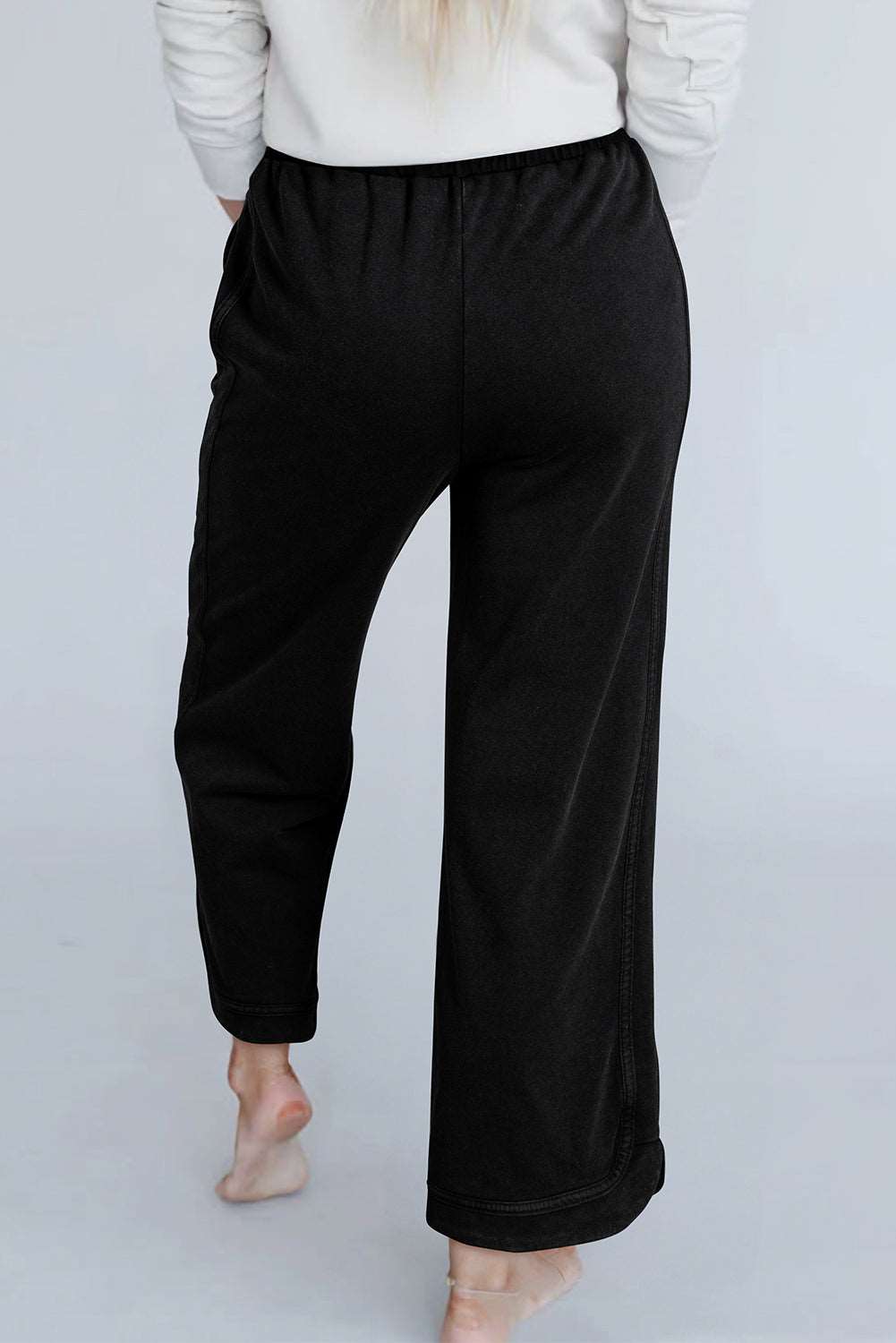 Black Exposed Seam Wide Leg Pants - Catherine Martin