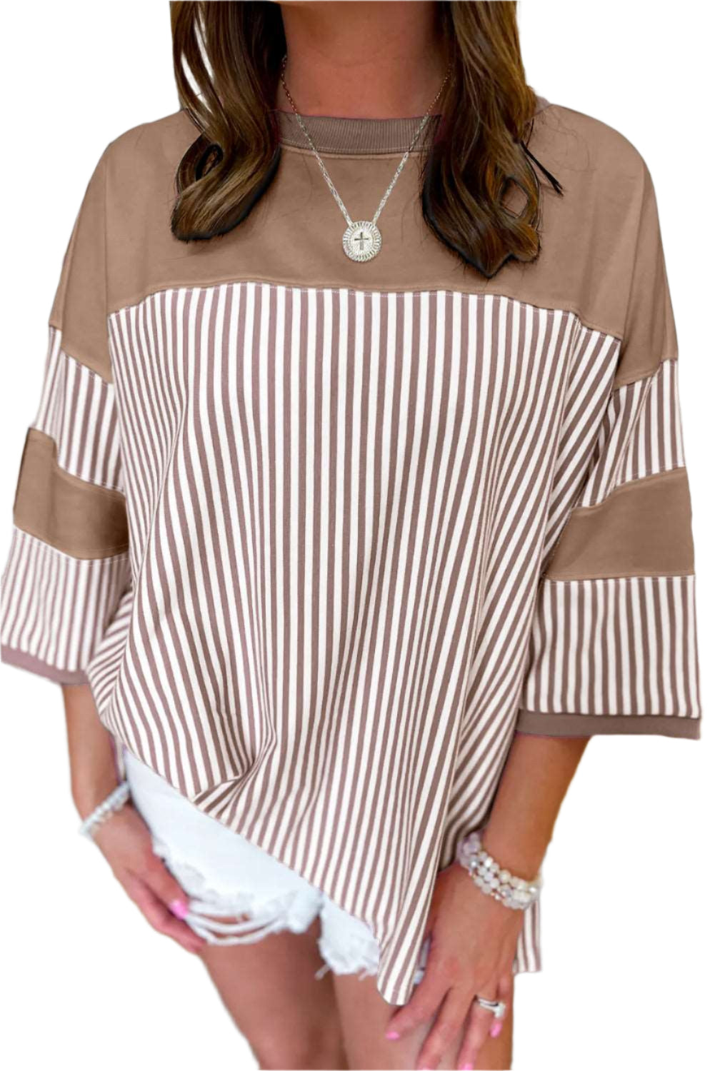 Striped Patchwork Oversized Tee - Catherine Martin