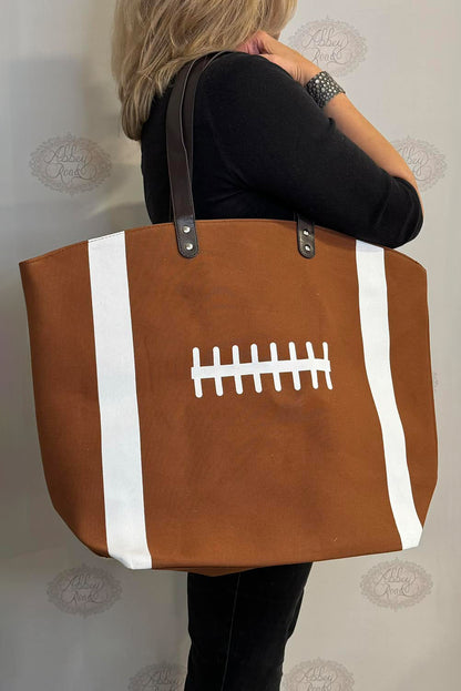 White Baseball Pattern Canvas Tote Bag - Catherine Martin