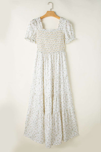 White Floral Frill Maxi Dress - Catherine Martin