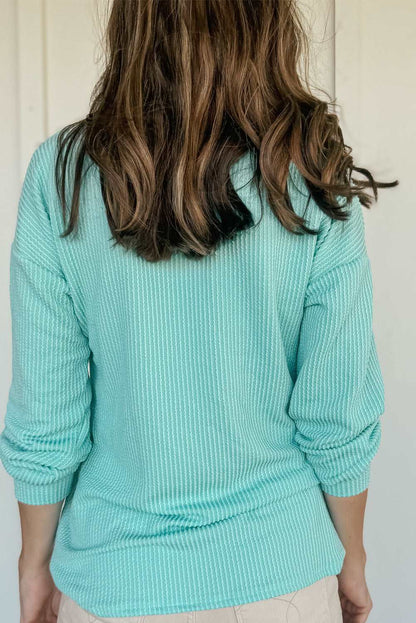 Blue Crinkle Ribbed Top - Catherine Martin