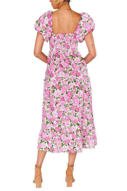 Blossom Dream Puff Sleeve Dress. Back view.