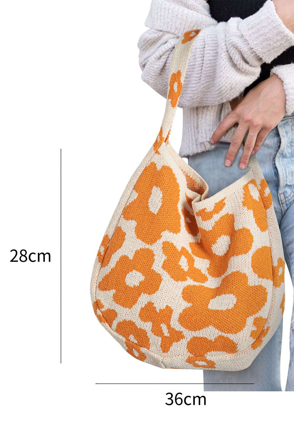 Mustard Flower Print Knitted Shoulder Bag - Catherine Martin