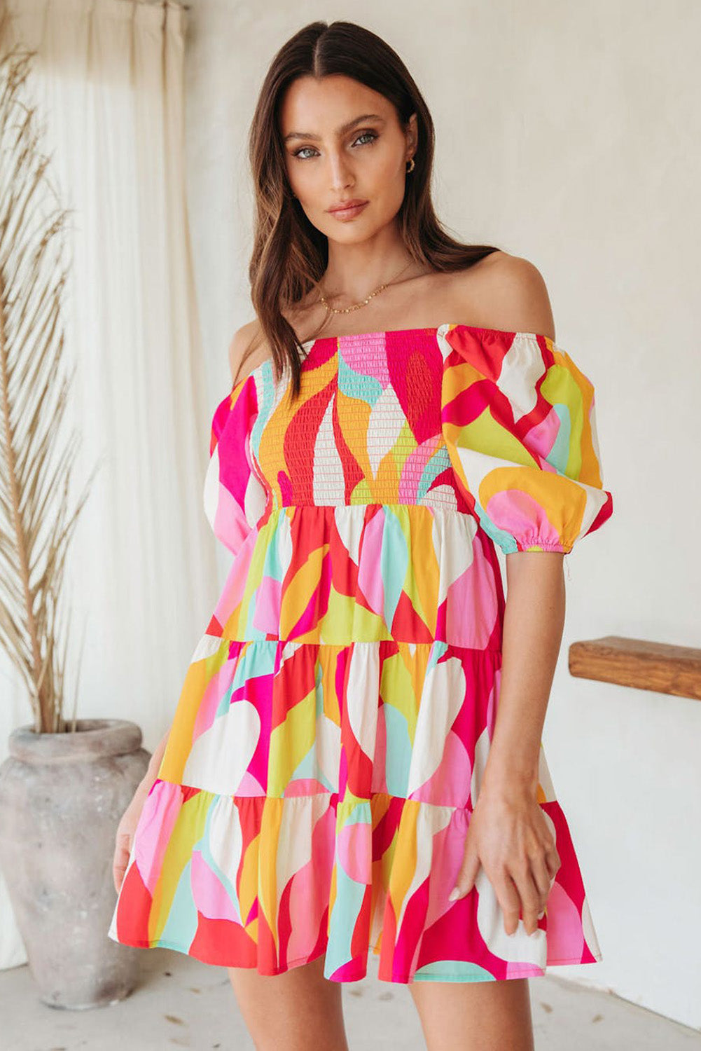 Multicolor Geometric Print Dress