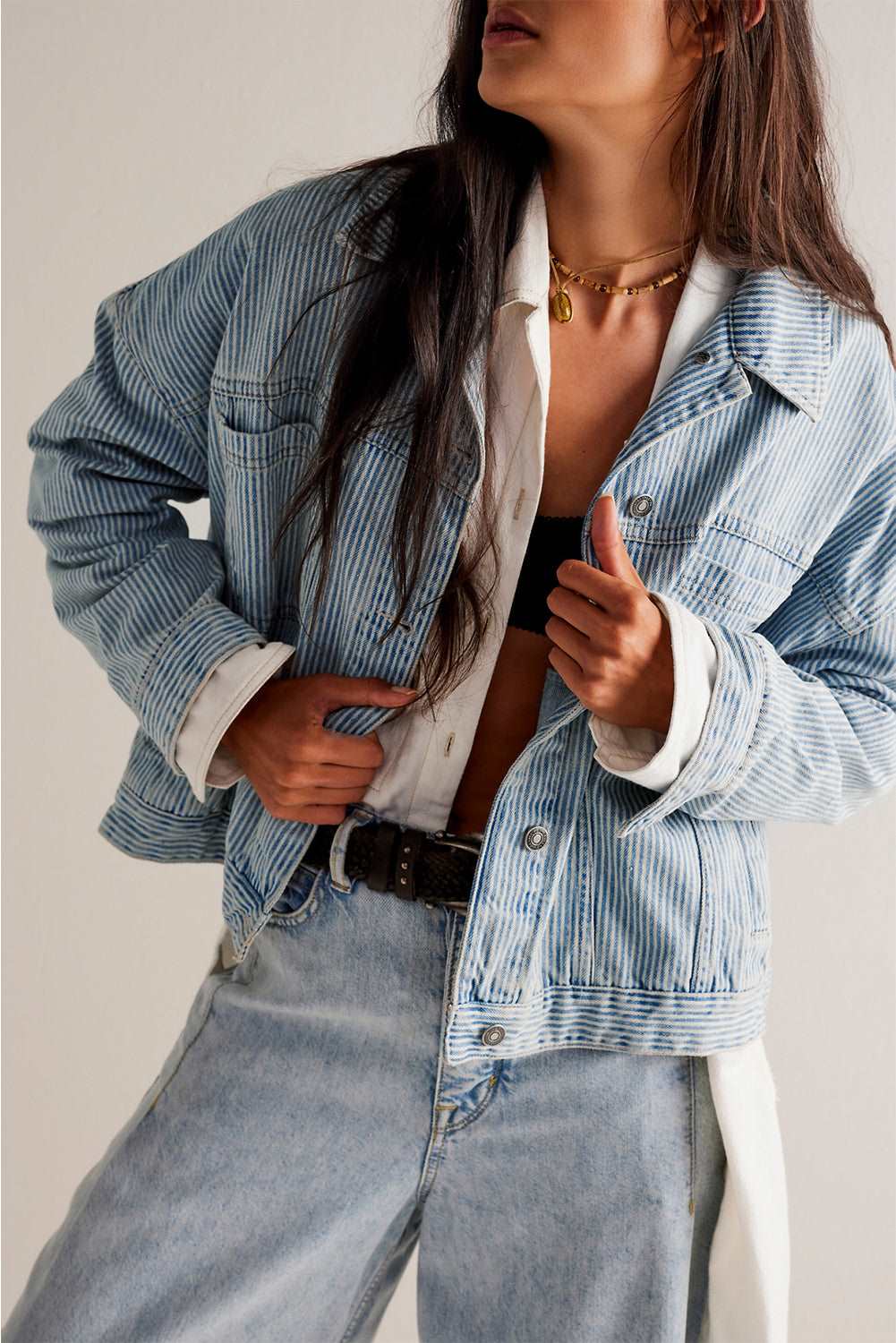 Stripe Washed Denim Jacket - Catherine Martin