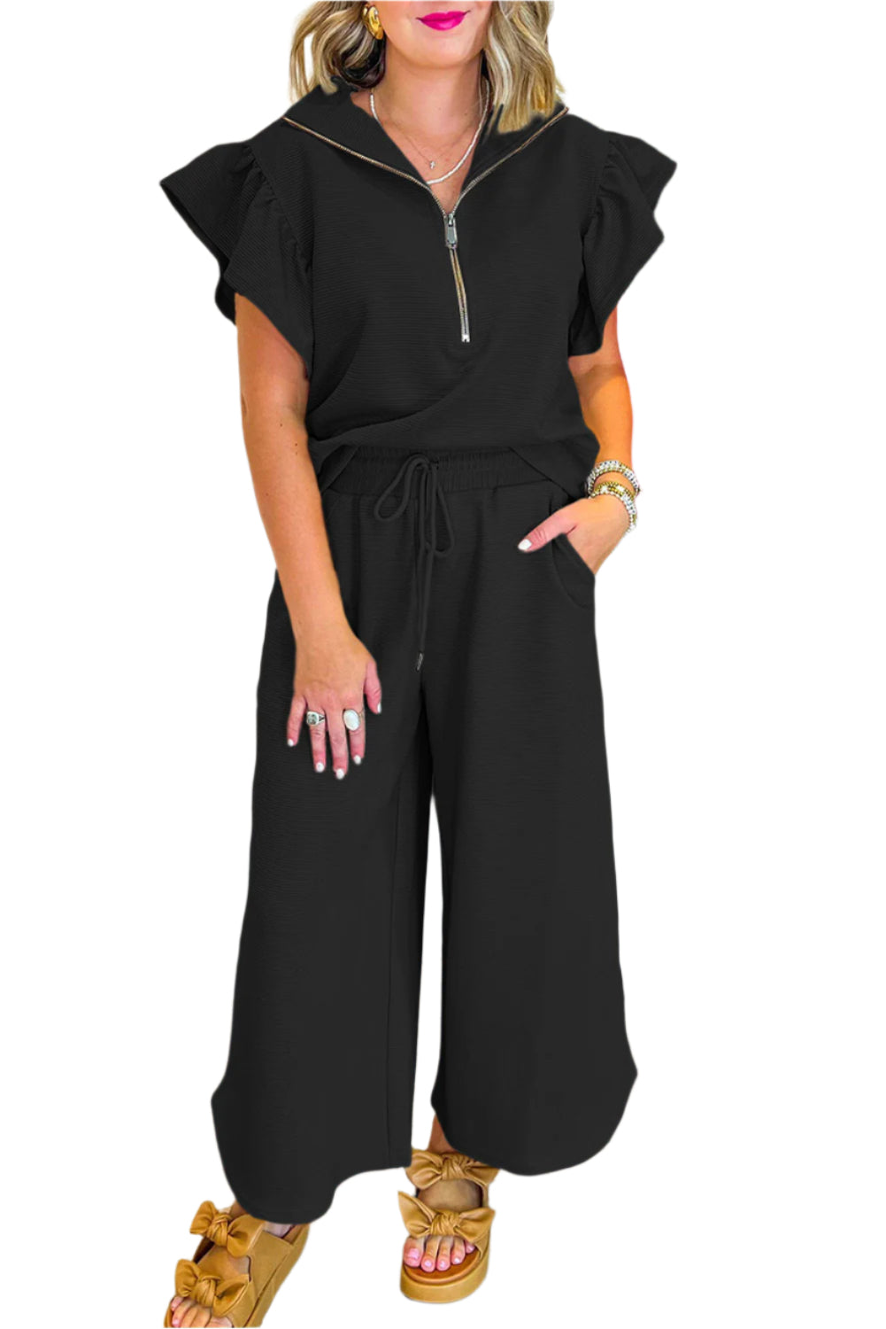 Black Coastal Blush Two-Piece Set - Lightweight & Effortless Chic - Catherine Martin