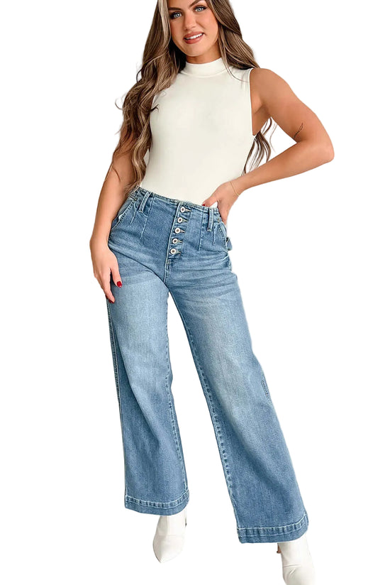 High-Rise Button Front Jeans - Catherine Martin