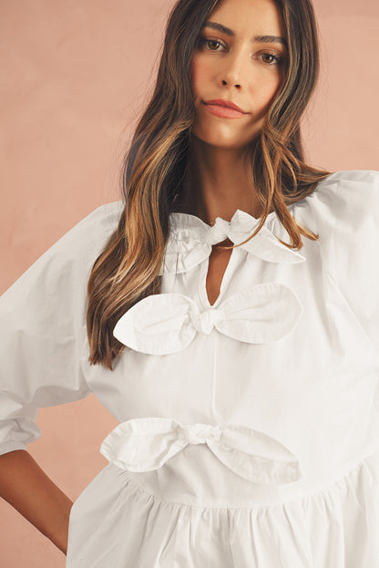 White Blouse Bow Knot Cut Back - Catherine Martin