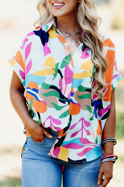 Abstract Leaf Print Blouse