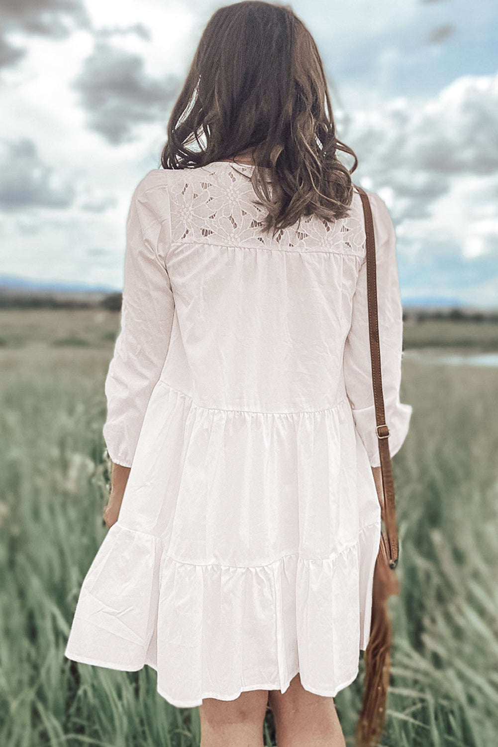 White Lace Tiered Mini Dress - Catherine Martin