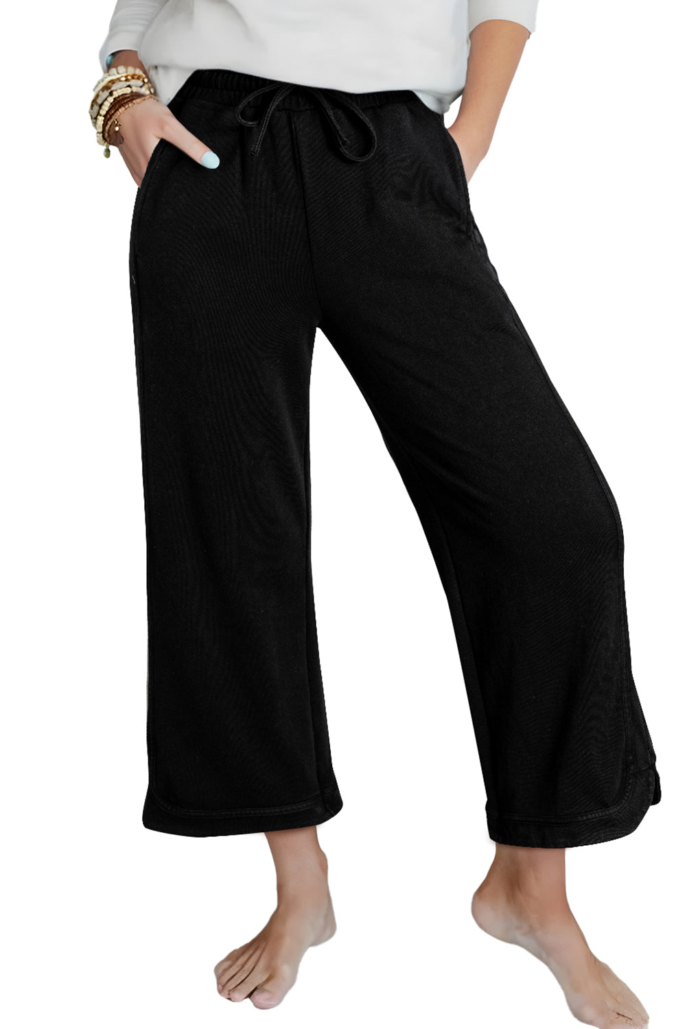 Black Exposed Seam Wide Leg Pants - Catherine Martin