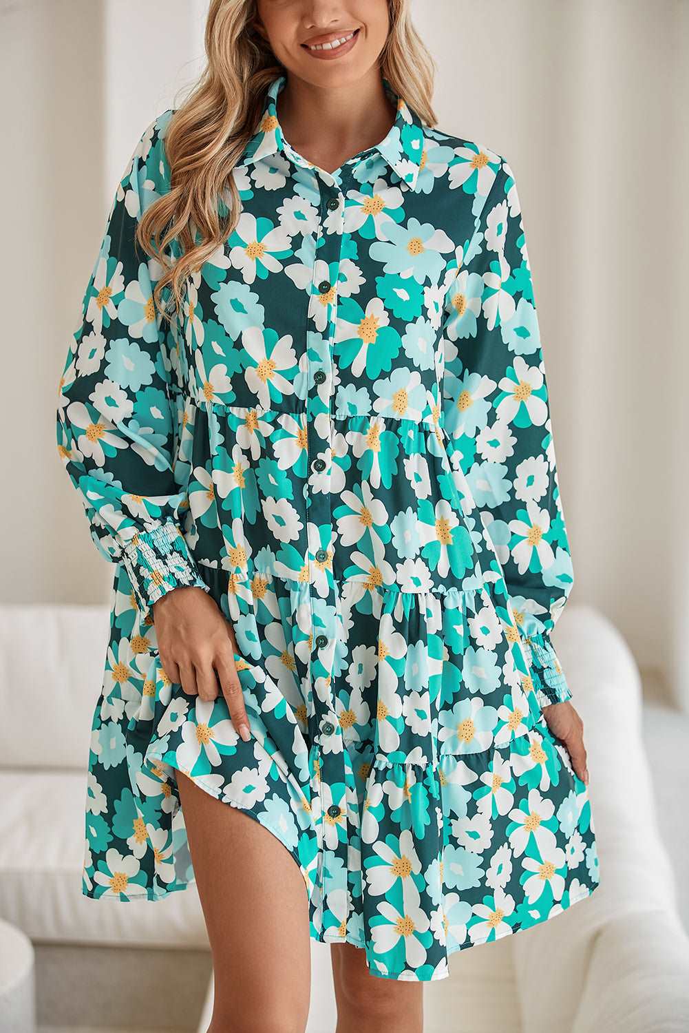 Green Floral Tiered Dress - Catherine Martin