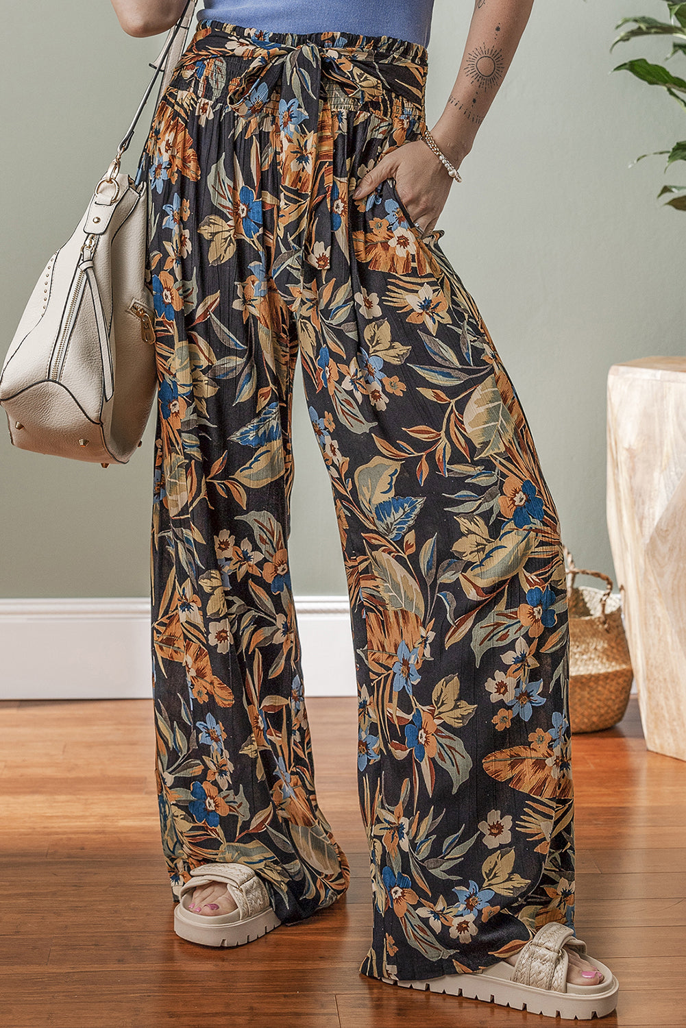 Womens Floral Wide Leg Pants - Catherine Martin