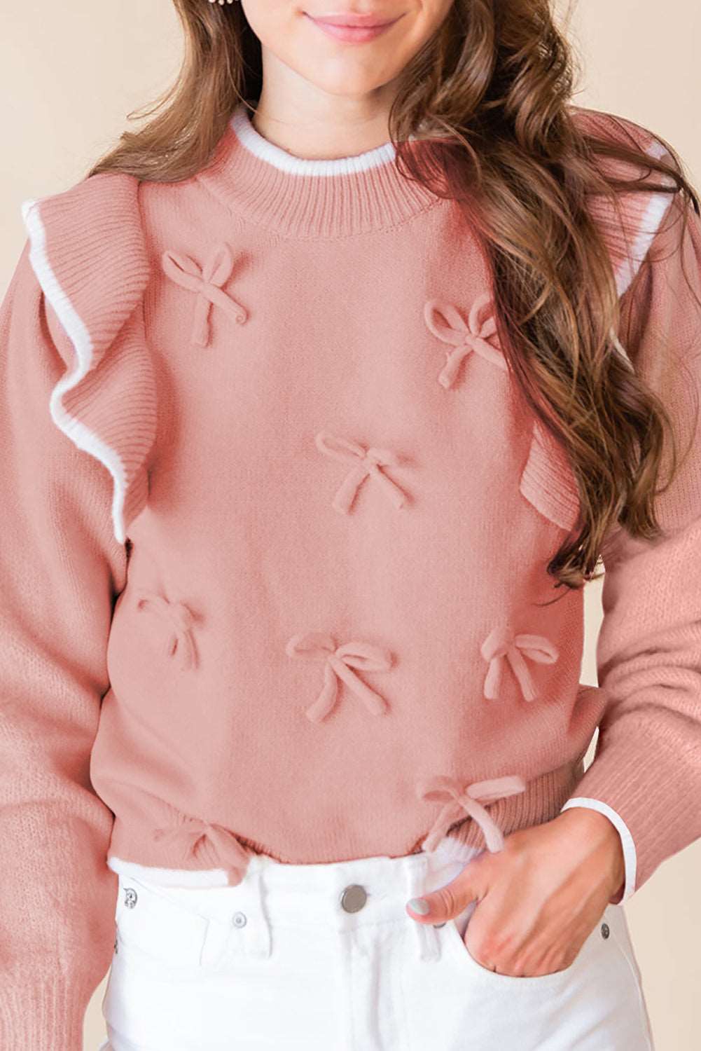 Light Pink Bow Knit Sweater - Catherine Martin