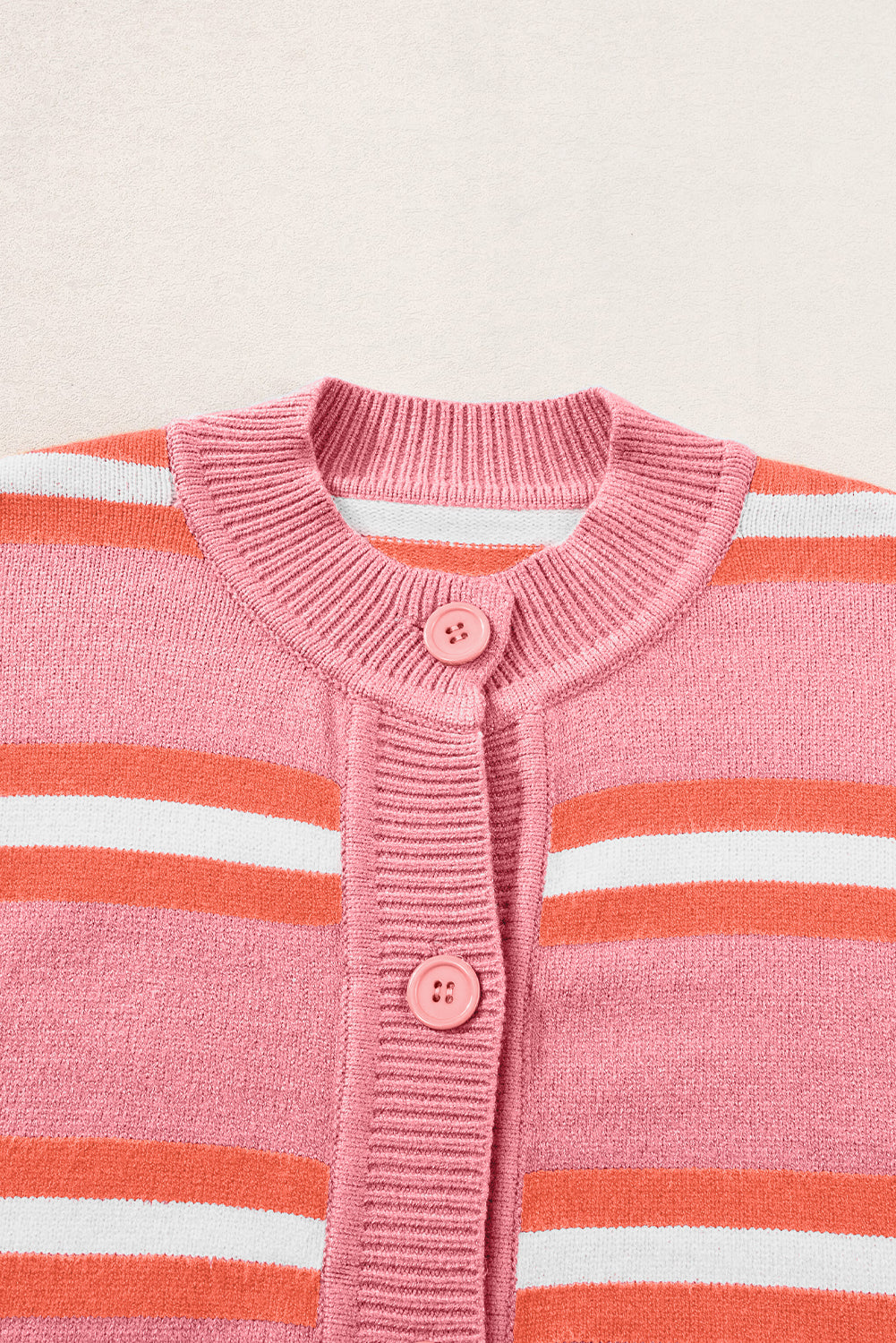 Pink Striped Short Cardigan Buttons - Catherine Martin