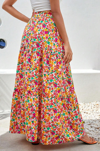 Yellow Floral Tiered Maxi Skirt - Catherine Martin