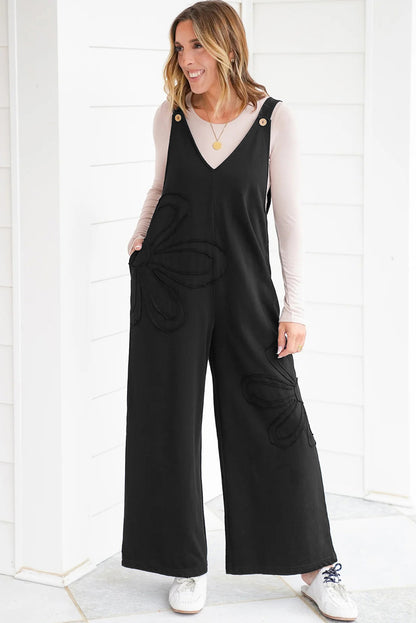 Appliqué Floral Wide-Leg Jumpsuit