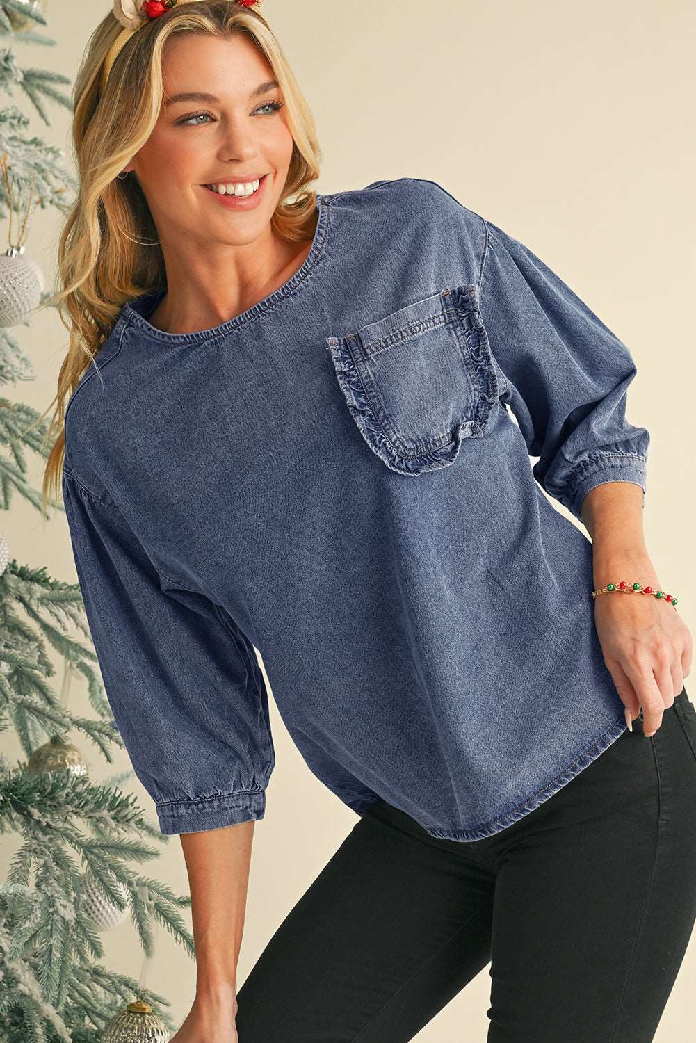 Sky Blue Pocket Denim Blouse - Catherine Martin